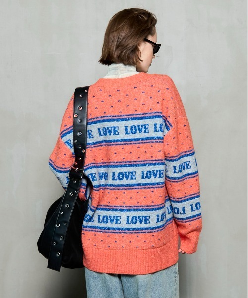 MAISON SPECIAL（メゾンスペシャル）の「LOVE Jacquard Cardigan / LOVEジャカードカーディガン（カーディガン/ボレロ・レディース・ブラック/グレー/オレンジ・FREE）」の11枚目の写真