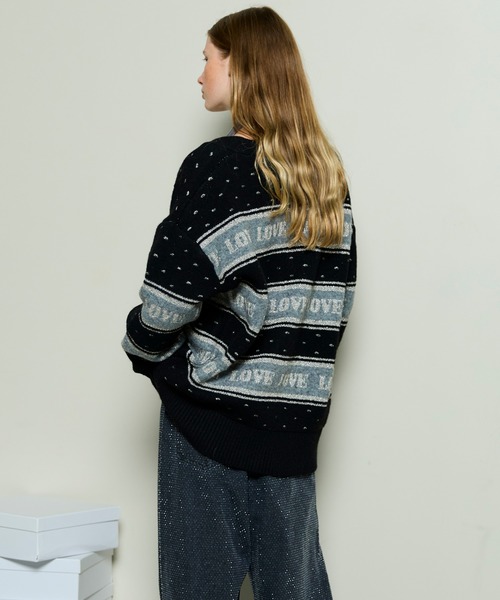 MAISON SPECIAL（メゾンスペシャル）の「LOVE Jacquard Cardigan / LOVEジャカードカーディガン（カーディガン/ボレロ・レディース・ブラック/グレー/オレンジ・FREE）」の7枚目の写真