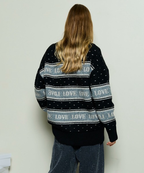 MAISON SPECIAL（メゾンスペシャル）の「LOVE Jacquard Cardigan / LOVEジャカードカーディガン（カーディガン/ボレロ・レディース・ブラック/グレー/オレンジ・FREE）」の8枚目の写真