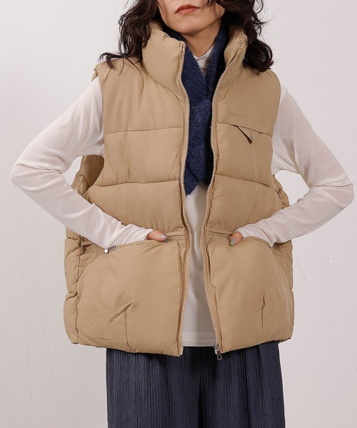 セール】中綿ポケットデザインベスト（ダウンベスト）｜emesuelee