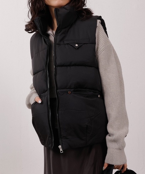 中綿ポケットデザインベスト（ダウンベスト）｜emesuelee