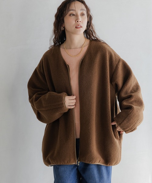 Elura（エルーラ）の「ライトボアブルゾン/607994（ブルゾン・レディース・ダークブラウン/キャメル/チャコールグレー/アイボリー/ブラック・SMALL/MEDIUM）」の5枚目の写真