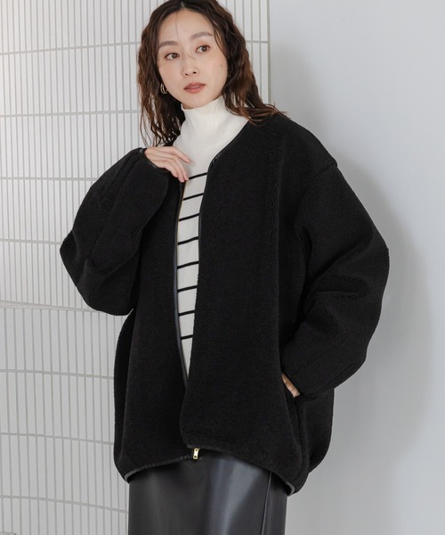 Elura（エルーラ）の「ライトボアブルゾン/607994（ブルゾン・レディース・ダークブラウン/キャメル/チャコールグレー/アイボリー/ブラック・SMALL/MEDIUM）」の3枚目の写真