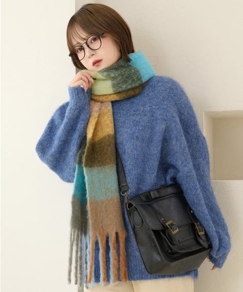 kutir（クティール）の「kutirlune／カラフルチェックマフラー（マフラー・レディース・ピンク系その他/ブルー系その他/ブラウン・FREE）」の2枚目の写真