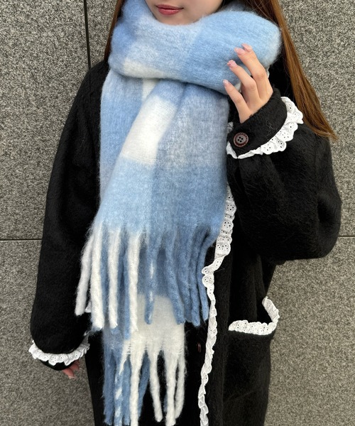 kutir（クティール）の「kutirlune／カラフルチェックマフラー（マフラー・レディース・ピンク系その他/ブルー系その他/ブラウン・FREE）」の11枚目の写真