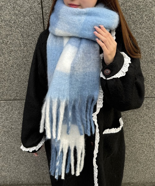 kutir（クティール）の「kutirlune／カラフルチェックマフラー（マフラー・レディース・ピンク系その他/ブルー系その他/ブラウン・FREE）」の12枚目の写真