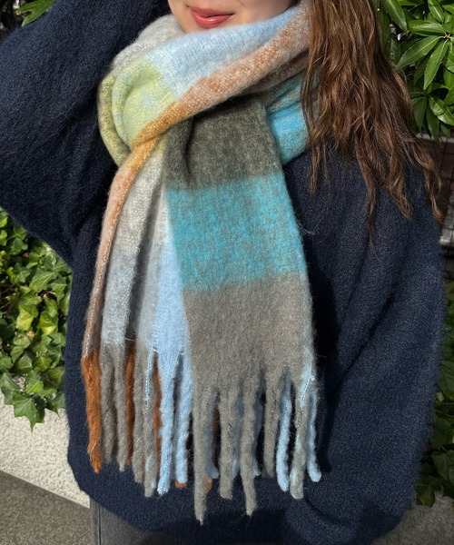 kutir（クティール）の「kutirlune／カラフルチェックマフラー（マフラー・レディース・ピンク系その他/ブルー系その他/ブラウン・FREE）」の13枚目の写真