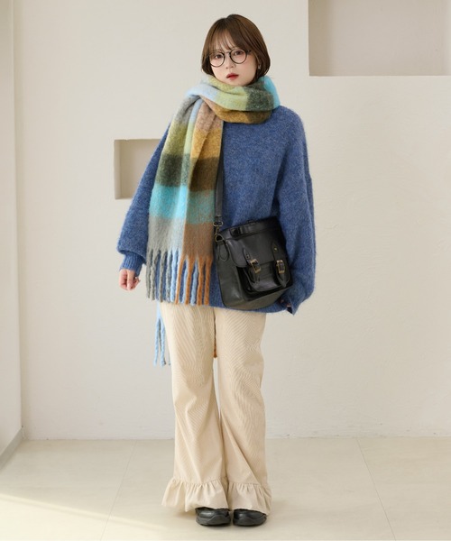 kutir（クティール）の「kutirlune／カラフルチェックマフラー（マフラー・レディース・ピンク系その他/ブルー系その他/ブラウン・FREE）」の6枚目の写真