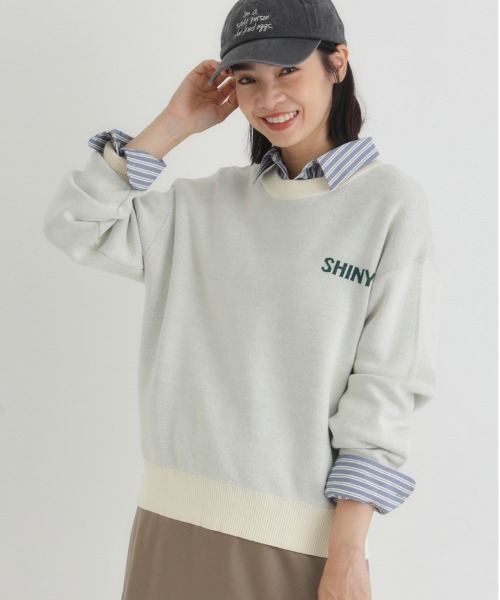 Right-on（ライトオン）の「【HONEYSUCKLE ROSE】スウェットライクロゴセーター (スウェットライク/ロゴ/通気性/デイリー/カジュアル/きれいめ / 親子でお揃い)（ニット/セーター・レディース・キナリ/ダークグレー/グレー・S/M/L）」の12枚目の写真