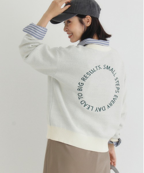 Right-on（ライトオン）の「【HONEYSUCKLE ROSE】スウェットライクロゴセーター (スウェットライク/ロゴ/通気性/デイリー/カジュアル/きれいめ / 親子でお揃い)（ニット/セーター・レディース・キナリ/ダークグレー/グレー・S/M/L）」の13枚目の写真