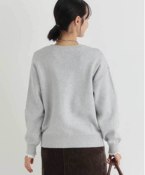 Right-on（ライトオン）の「【HONEYSUCKLE ROSE】スウェットライクロゴセーター (スウェットライク/ロゴ/通気性/デイリー/カジュアル/きれいめ / 親子でお揃い)（ニット/セーター・レディース・キナリ/ダークグレー/グレー・S/M/L）」の17枚目の写真