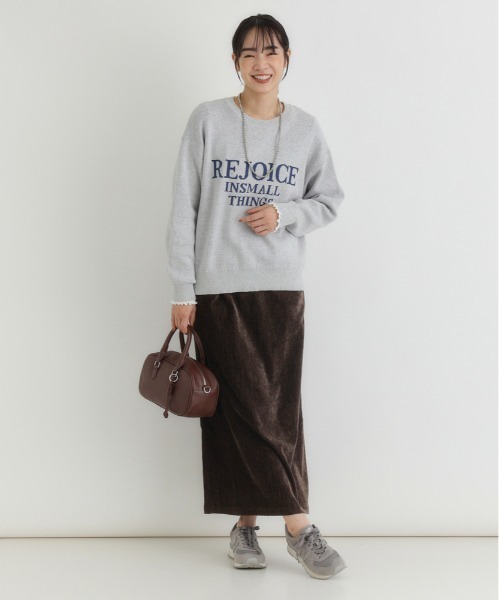 Right-on（ライトオン）の「【HONEYSUCKLE ROSE】スウェットライクロゴセーター (スウェットライク/ロゴ/通気性/デイリー/カジュアル/きれいめ / 親子でお揃い)（ニット/セーター・レディース・キナリ/ダークグレー/グレー・S/M/L）」の18枚目の写真