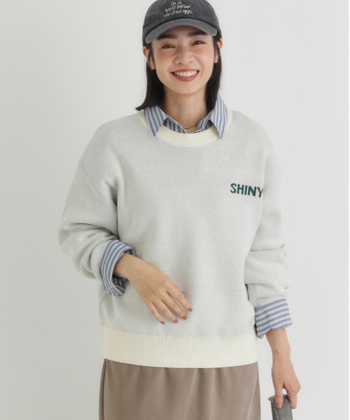 Right-on（ライトオン）の「【HONEYSUCKLE ROSE】スウェットライクロゴセーター (スウェットライク/ロゴ/通気性/デイリー/カジュアル/きれいめ / 親子でお揃い)（ニット/セーター・レディース・キナリ/ダークグレー/グレー・S/M/L）」の11枚目の写真