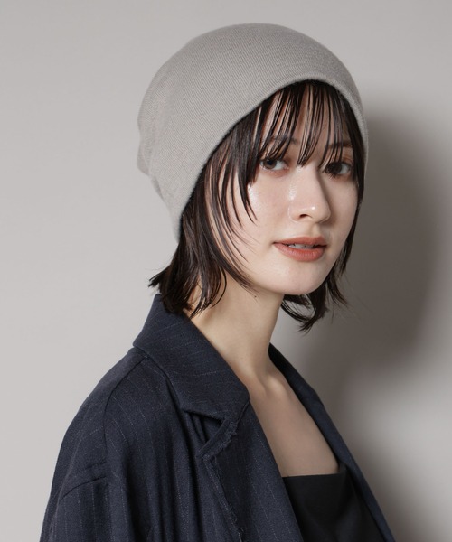 La Maison de Lyllis(メゾンドリリス)の「La Maison de Lyllis/BOXKNIT ビーニー(ニットキャップ/ビーニー・レディース・ベージュ/ブラック・FREE)」の4枚目の写真