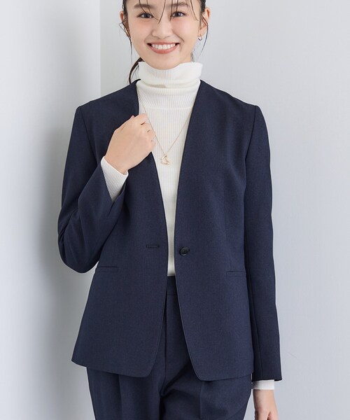 INDIVI(インディヴィ)の「【洗える/通勤/スーツ】メランジストレッチ ノーカラージャケット(スーツジャケット・レディース・チャコールグレー/ブラウン系その他/ネイビー・12/05/03/42/40/38/36/34/19/15 /13)」の3枚目の写真