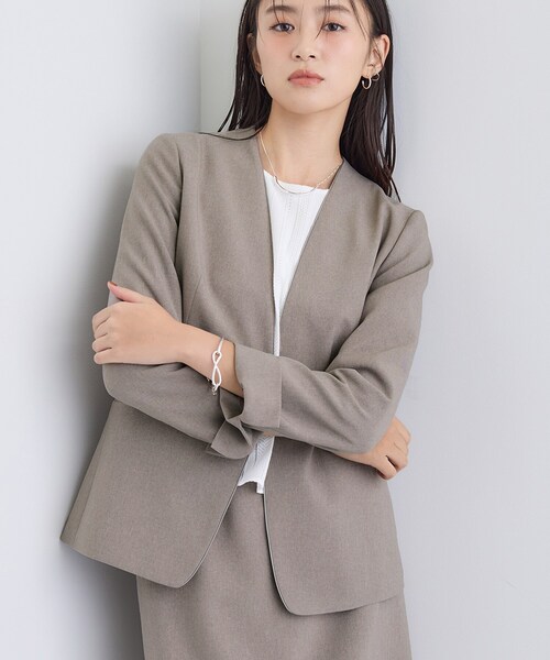 INDIVI(インディヴィ)の「【洗える/通勤/スーツ】メランジストレッチ ノーカラージャケット(スーツジャケット・レディース・チャコールグレー/ブラウン系その他/ネイビー・12/05/03/42/40/38/36/34/19/15 /13)」の18枚目の写真
