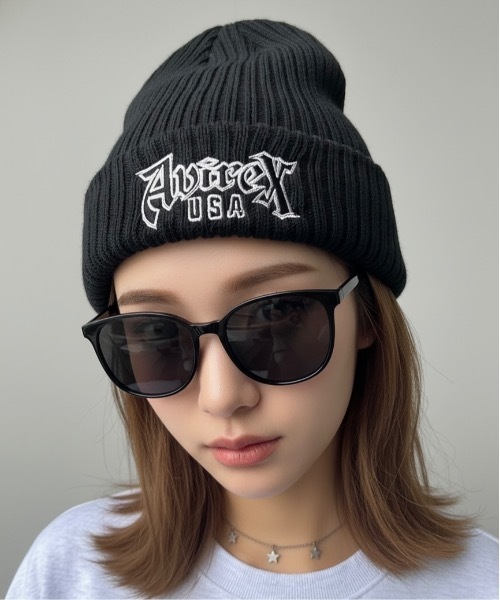 AVIREX（アヴィレックス）の「AVIREX/アヴィレックス / AX EX VARSITY BLOCK FONT KNIT WATCH / 81263200（ニットキャップ/ビーニー・レディース・レッド/カーキ/ブラック/グレー・FREE）」の2枚目の写真