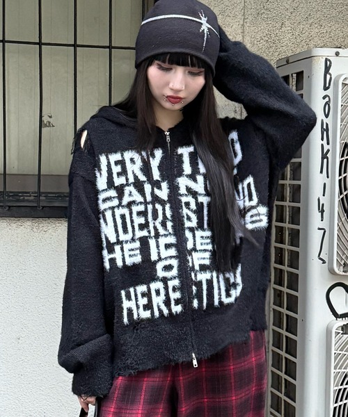 Figments（フィグメンツ）の「シャギーニットロゴダブルZIPパーカー（パーカー・レディース・ブラック・FREE）」の18枚目の写真