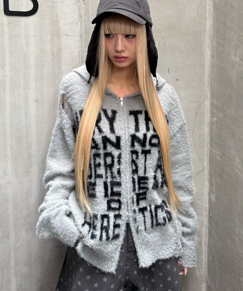 Figments（フィグメンツ）の「シャギーニットロゴダブルZIPパーカー（パーカー・レディース・ブラック・FREE）」の14枚目の写真