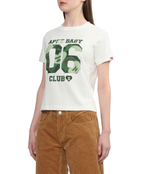 A BATHING APE(アベイシングエイプ)の「CAMO 06 PRINT CROP TEE(Tシャツ/カットソー・レディース・ホワイト×ネイビー/ホワイト×ピンク/ホワイト×グリーン・X-SMALL/SMALL)」の4枚目の写真