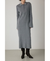 ポロリブニットワンピース ロングワンピース / 冬服