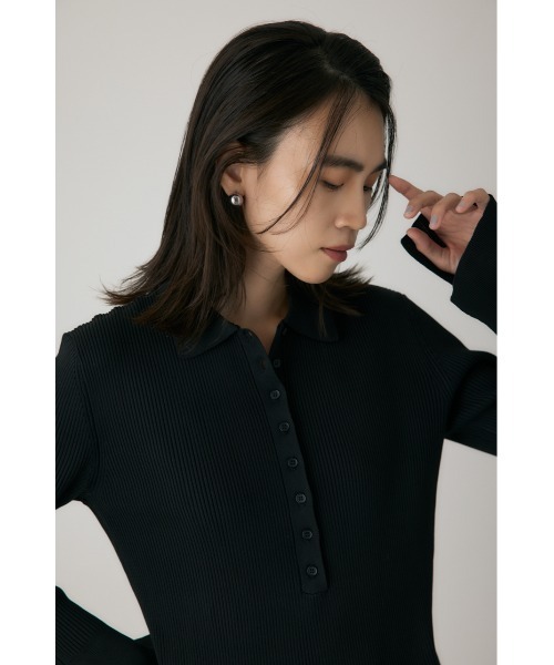 crie conforto(クリーコンフォルト)の「ポロリブニットワンピース ロングワンピース / 冬服(ワンピース・レディース・グレー/ブラック・FREE)」の5枚目の写真