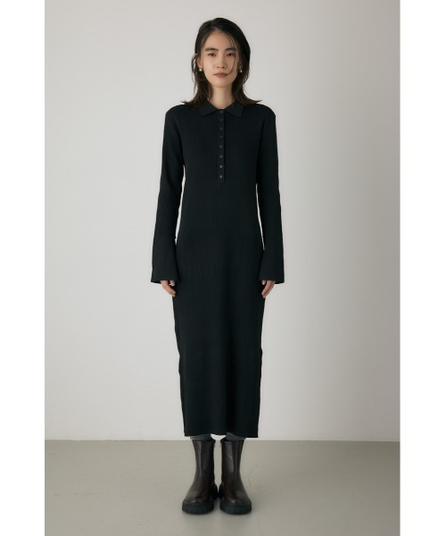 crie conforto(クリーコンフォルト)の「ポロリブニットワンピース ロングワンピース / 冬服(ワンピース・レディース・グレー/ブラック・FREE)」の6枚目の写真