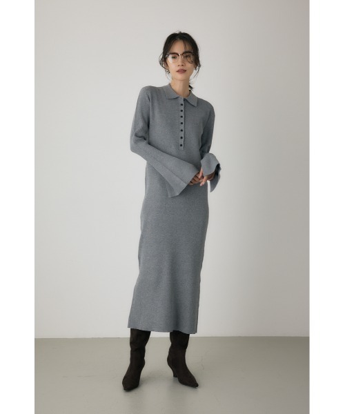 crie conforto(クリーコンフォルト)の「ポロリブニットワンピース ロングワンピース / 冬服(ワンピース・レディース・グレー/ブラック・FREE)」の12枚目の写真