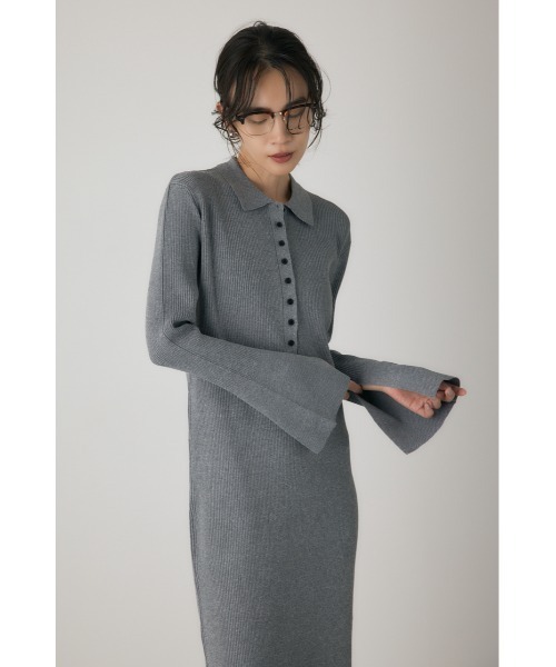 crie conforto(クリーコンフォルト)の「ポロリブニットワンピース ロングワンピース / 冬服(ワンピース・レディース・グレー/ブラック・FREE)」の13枚目の写真
