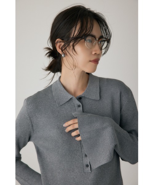 crie conforto(クリーコンフォルト)の「ポロリブニットワンピース ロングワンピース / 冬服(ワンピース・レディース・グレー/ブラック・FREE)」の14枚目の写真