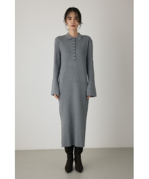 crie conforto(クリーコンフォルト)の「ポロリブニットワンピース ロングワンピース / 冬服(ワンピース・レディース・グレー/ブラック・FREE)」の15枚目の写真