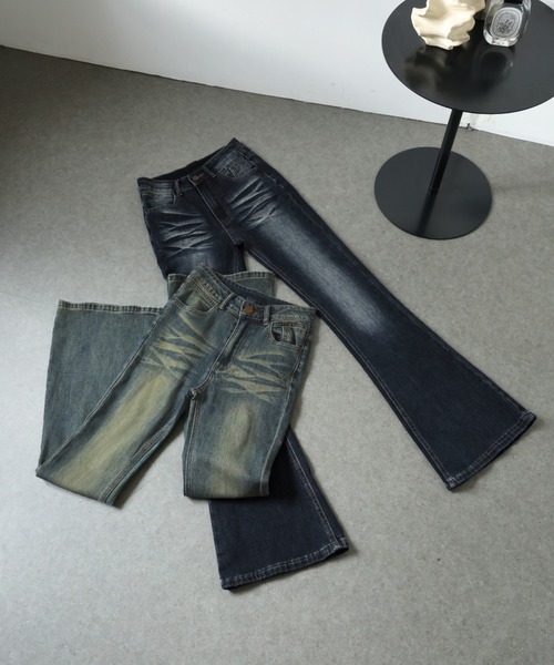 Ulysses（ユリシス）の「フレアデニムパンツ／ヴィンテージウォッシュ（デニムパンツ・レディース・ブルー/ネイビー・S/M）」の5枚目の写真