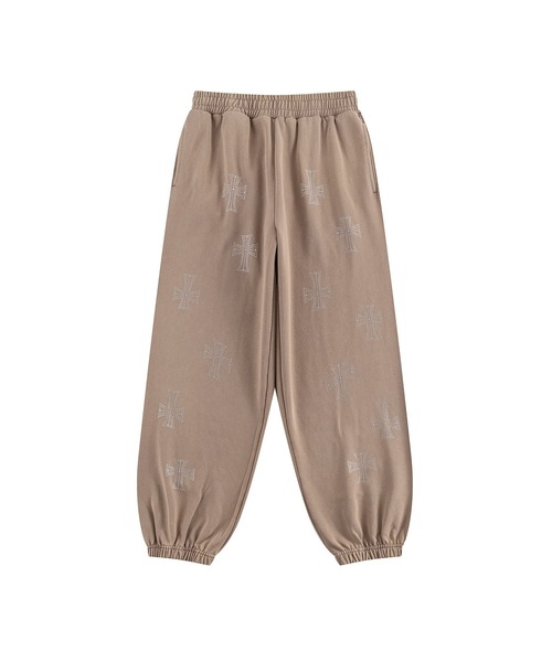 UNKNOWN LONDON(アンノウン・ロンドン)の「スエットパンツ|Outline Cross Rhinestone Sweat Pants|Unknown London(スウェットパンツ・メンズ・レッド/ベージュ/ブラック・SMALL/MEDIUM/LARGE/X-LARGE)」の2枚目の写真