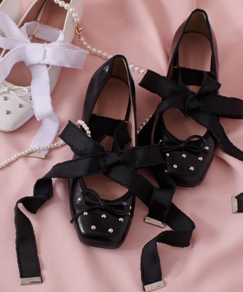 Lily Brown リリーブラウン バレエシューズ M ブラック レースアップバレエシューズ（パンプス）｜LILY BROWN（リリーブラウン