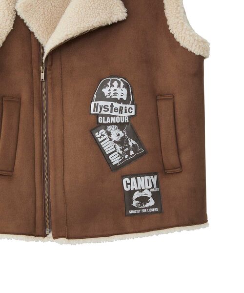 HYSTERIC GLAMOUR（ヒステリックグラマー）の「PUNK CUSTOM エコムートンベスト（ベスト・レディース・ブラック/ブラウン/グリーン・FREE）」の7枚目の写真