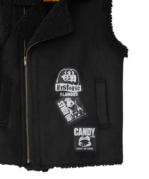 HYSTERIC GLAMOUR（ヒステリックグラマー）の「PUNK CUSTOM エコムートンベスト（ベスト・レディース・ブラック/ブラウン/グリーン・FREE）」の4枚目の写真