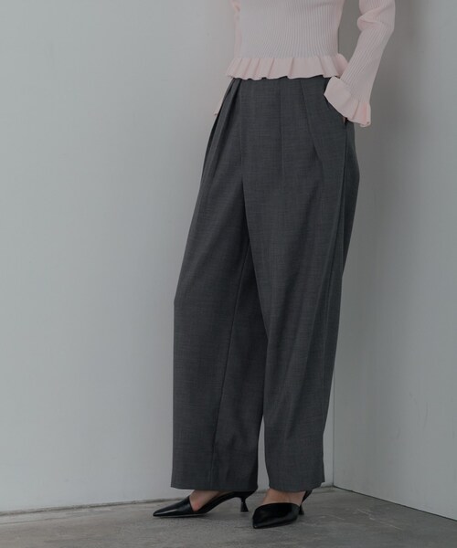 GALLEST（ギャレスト）の「センタータックメランジワイドパンツ（その他パンツ・レディース・チャコールグレー/ベージュ・36/38/40）」の8枚目の写真