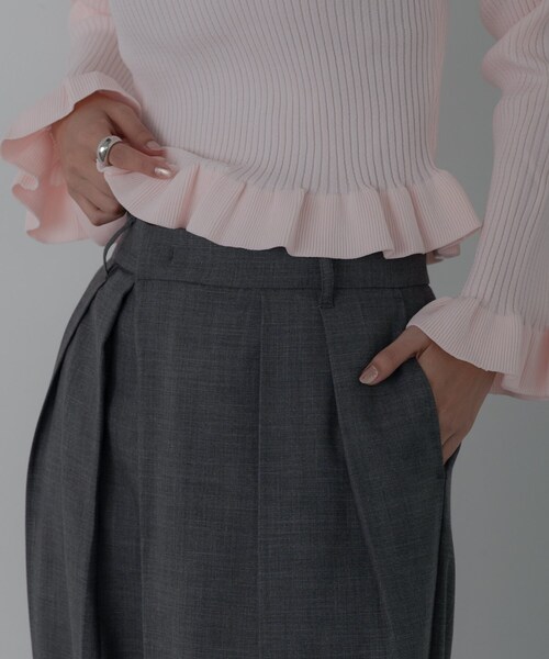 GALLEST（ギャレスト）の「センタータックメランジワイドパンツ（その他パンツ・レディース・チャコールグレー/ベージュ・36/38/40）」の10枚目の写真