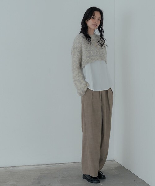 GALLEST（ギャレスト）の「センタータックメランジワイドパンツ（その他パンツ・レディース・チャコールグレー/ベージュ・36/38/40）」の12枚目の写真
