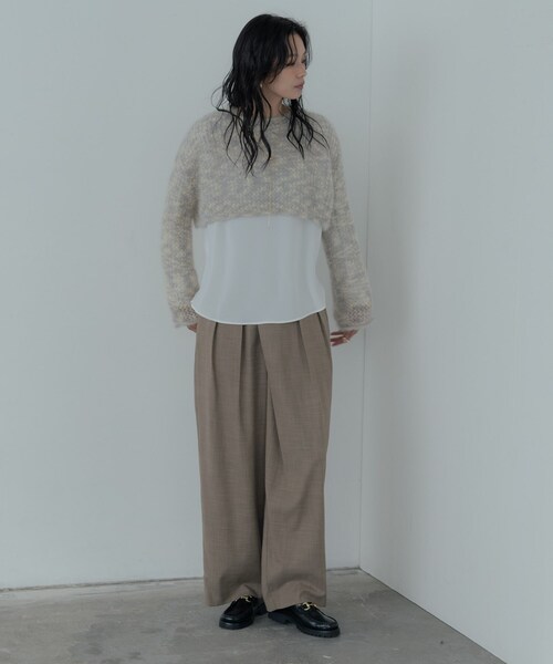 GALLEST（ギャレスト）の「センタータックメランジワイドパンツ（その他パンツ・レディース・チャコールグレー/ベージュ・36/38/40）」の13枚目の写真