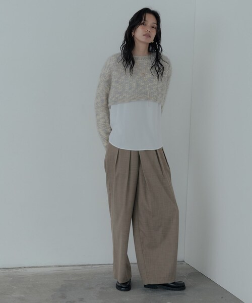 GALLEST（ギャレスト）の「センタータックメランジワイドパンツ（その他パンツ・レディース・チャコールグレー/ベージュ・36/38/40）」の14枚目の写真
