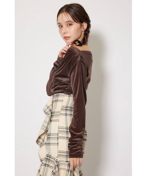 rienda（リエンダ）の「ソフティーカットオフショルトップス 秋服 冬服（Tシャツ/カットソー・レディース・ブラック/ピンク/ブラウン・FREE）」の11枚目の写真