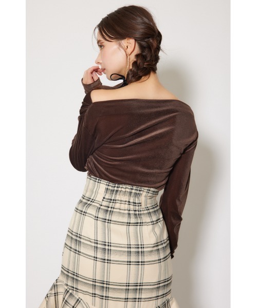 rienda（リエンダ）の「ソフティーカットオフショルトップス 秋服 冬服（Tシャツ/カットソー・レディース・ブラック/ピンク/ブラウン・FREE）」の12枚目の写真