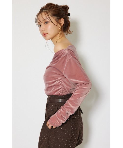 rienda（リエンダ）の「ソフティーカットオフショルトップス 秋服 冬服（Tシャツ/カットソー・レディース・ブラック/ピンク/ブラウン・FREE）」の22枚目の写真