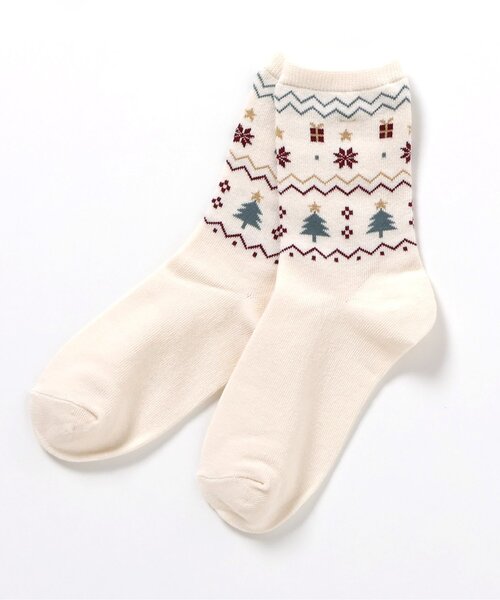 apres les cours(アプレレクール)の「クリスマスソックス(ソックス/靴下・キッズ・アイボリー/レッド/ネイビー・12/15 /18/21)」の2枚目の写真