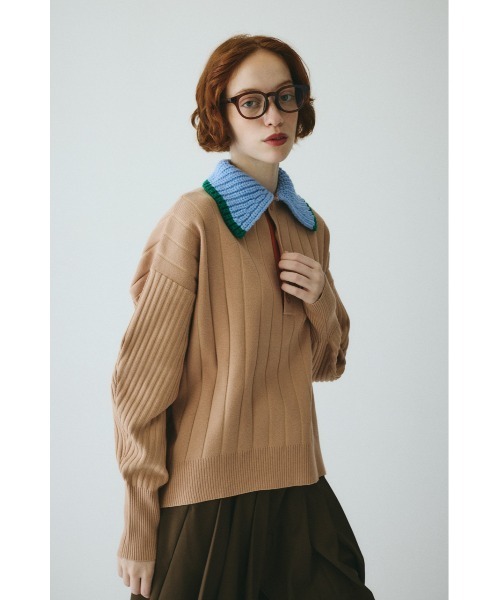 Point collar knit pull over ポイントカラーニットプルオーバー