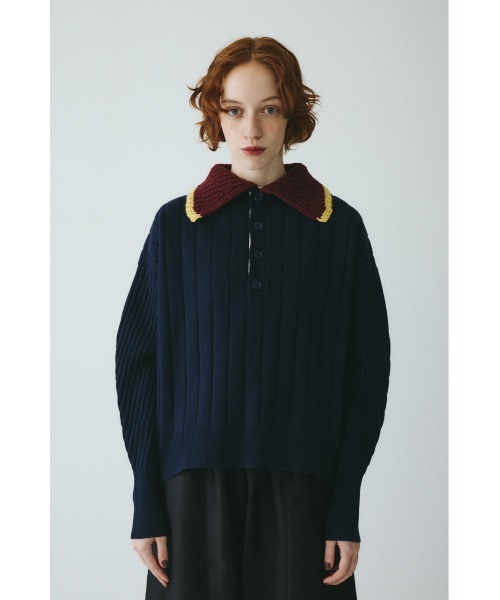 HeRIN.CYE(ヘリンドットサイ)の「Point collar knit pull over ポイントカラーニットプルオーバー(ニット/セーター・レディース・ネイビー/ベージュ/グレー・FREE)」の3枚目の写真