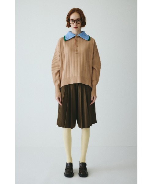 HeRIN.CYE(ヘリンドットサイ)の「Point collar knit pull over ポイントカラーニットプルオーバー(ニット/セーター・レディース・ネイビー/ベージュ/グレー・FREE)」の4枚目の写真