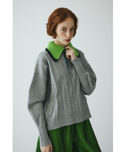Point collar knit pull over ポイントカラーニットプルオーバー