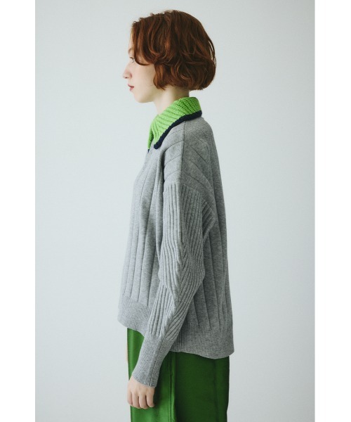 HeRIN.CYE(ヘリンドットサイ)の「Point collar knit pull over ポイントカラーニットプルオーバー(ニット/セーター・レディース・ネイビー/ベージュ/グレー・FREE)」の10枚目の写真